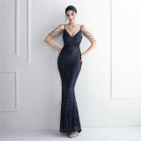 Long Sequins Plus Size Costume Formal Party Evening Dress