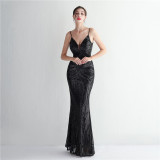 Long Sequins Plus Size Costume Formal Party Evening Dress