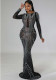 Fashion Autumn Long Dress Beaded Low Back Sexy Evening Dress