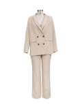 Fall Women Chic Solid Suit And Pants Two Piece