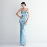 Long Sequins Plus Size Costume Formal Party Evening Dress