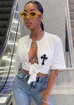 Women's Spring Summer Product Cross Hollow Pocket Street Women's T-Shirt Women's Spring Summer Product Cross Hollow Pocket Street Women's T-Shirt