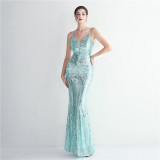 Long Sequins Plus Size Costume Formal Party Evening Dress