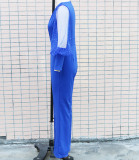Women'S Autumn Fashion Chic Elegant V-Neck Mesh Patchwork Wide Leg Jumpsuit
