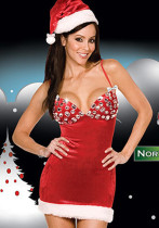 Christmas Costume Women Beaded Sexy Sleeveless Dress without Hood Christmas Costume Women Beaded Sexy Sleeveless Dress without Hood