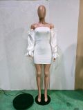 Women's Patchwork Long Sleeve Lace-Up Dress