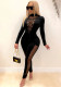 Spring Sexy Lace-Up Patchwork Contrast Nightclub Jumpsuit Women