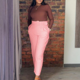 Women's Fashion Casual High Waist Solid Suit Pants Career Trousers