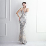 Chic Elegant Sequin Mermaid Prom Dress Straps Long Formal Party Slim Evening Dress