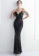 Chic Elegant Orientation Flower Beaded Straps Party Sequin Dress Long Formal Party Slim Evening Dress