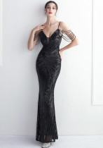 Chic Elegant Orientation Flower Beaded Straps Party Sequin Dress Long Formal Party Slim Evening Dress Chic Elegant Orientation Flower Beaded Straps Party Sequin Dress Long Formal Party Slim Evening Dress