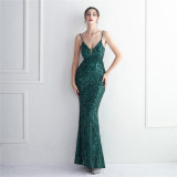 Chic Elegant Sequin Mermaid Prom Dress Straps Long Formal Party Slim Evening Dress