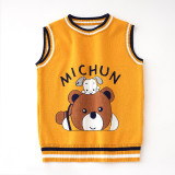 Autumn boys sleeveless sweater vest fashion children cartoon knitting vest Outdoor Wear baby vest