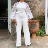 Women's Fall Long Sleeve Slim Fit Chic Casual Straight Jumpsuit