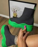 Fall Platform Casual knit Shoes High Top Stretch Socks Boots Overfoot Fashion Casual Boots