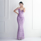 Elegant Chic Beading Straps Party Sequin Prom Dress Long Formal Party Gown Slim Evening Dress