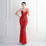 Chic Elegant Sequin Mermaid Prom Dress Straps Long Formal Party Slim Evening Dress