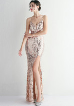 Chic Elegant Sequin Long Straps V-neck Prom Dress Formal Party Slim Evening Dress Chic Mermaid Gown Dress Chic Elegant Sequin Long Straps V-neck Prom Dress Formal Party Slim Evening Dress Chic Mermaid Gown Dress