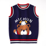 Autumn boys sleeveless sweater vest fashion children cartoon knitting vest Outdoor Wear baby vest