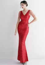 Chic Elegant Sequined Beaded Prom Dress Long Formal Party Slim Fit Evening Dress Chic Elegant Sequined Beaded Prom Dress Long Formal Party Slim Fit Evening Dress