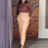Women's Fashion Casual High Waist Solid Suit Pants Career Trousers