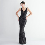 Chic Elegant Sequins Orientation Flower Party Mermaid Prom Dress Long Formal Party Slim Fit Evening Dress