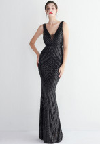 Plus Size Beauty Elegant Sequins Sleeveless V-neck Mermaid Formal Party Evening Dress Plus Size Beauty Elegant Sequins Sleeveless V-neck Mermaid Formal Party Evening Dress