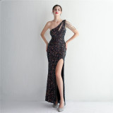 Plus Size Beauty Elegant Sequins Slit Formal Party Evening Dress