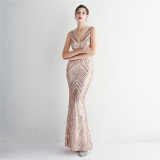 Chic Elegant Sequins Orientation Flower Party Mermaid Prom Dress Long Formal Party Slim Fit Evening Dress