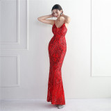 Chic Elegant Sequin Mermaid Prom Dress Straps Long Formal Party Slim Evening Dress