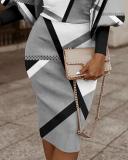 Women Long Sleeve V Neck Bodycon Dress