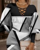 Women Long Sleeve V Neck Bodycon Dress