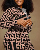 Women Printed Long Sleeve Top and Pant Two Piece