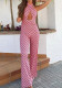Women Fall Elegant Sleeveless Halter Neck Cutout Print Jumpsuit