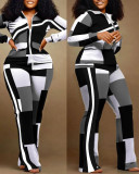 Women Printed Long Sleeve Top and Pant Two Piece