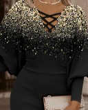 Women Long Sleeve V Neck Bodycon Dress