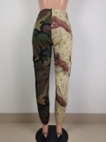 Women's Fashion Style Contrast Patchwork Camo Cargo Pants