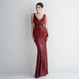 Beaded Beaded Evening Long Formal Party Slim Fit Evening Dress