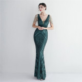 Beaded Beaded Evening Long Formal Party Slim Fit Evening Dress