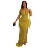 Sexy Low Back Fringe Sequin Nightclub Dress