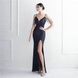 Sequin Beaded Sling Party Sequin Dress Long Formal Party Slim Evening Dress