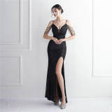 Sequin Beaded Sling Party Sequin Dress Long Formal Party Slim Evening Dress
