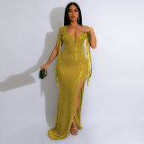 Sexy Low Back Fringe Sequin Nightclub Dress
