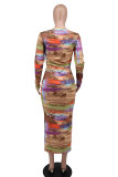 Autumn Fashion Print Women Long Sleeve Casual Dress