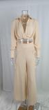 Fall Winter Women's Solid Chic Career Loose Pocket Fashion Casual Suit