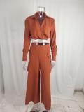 Fall Winter Women's Solid Chic Career Loose Pocket Fashion Casual Suit