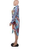Women'S Autumn Print Loose Plus Size Long Sleeve Shirts Dress