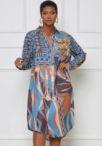 Women'S Autumn Print Loose Plus Size Long Sleeve Shirts Dress