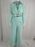 Fall Winter Women's Solid Chic Career Loose Pocket Fashion Casual Suit