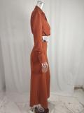Fall Winter Women's Solid Chic Career Loose Pocket Fashion Casual Suit